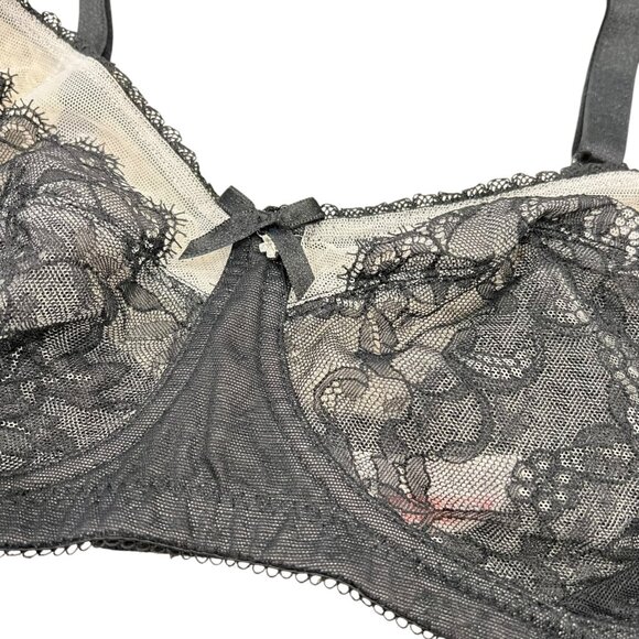 Wacoal Retro Chic 855186 Black Lace Wireless Bra US 34C Sheer Mesh - Picture 5 of 5